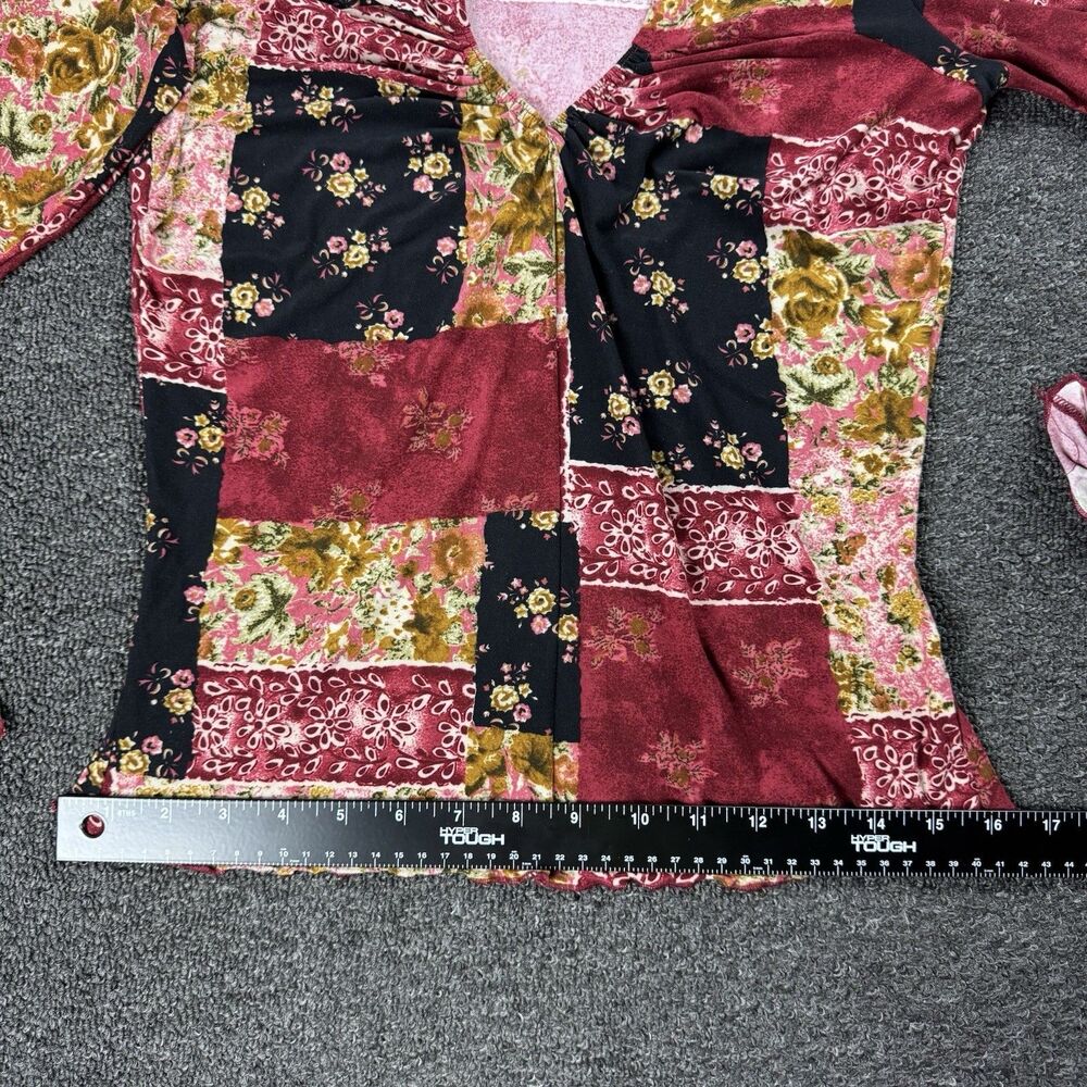 Vintage 90s Y2K Patchwork Bell Sleeve Top Sz Small Whimsigoth Fairy Grunge Boho - Picture 6 of 12